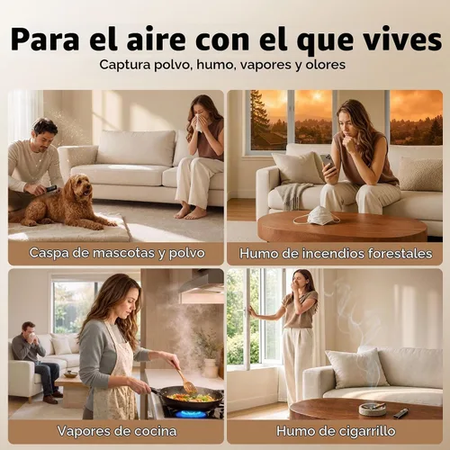 Vista 7 de Provirtec Purificador de aire para mascotas, sensores de olor y PM2.5