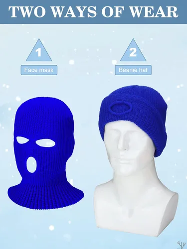 Vista 4 de Pasamontañas de esquí de 3 agujeros para niños y niñas, 6 piezas, máscara de esquí, máscara facial de esquí para niños y niñas, gorro térmico