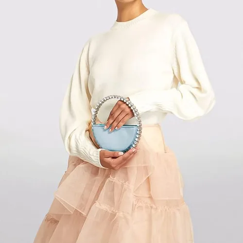 Vista 2 de CARZA Bolso de noche con diamantes de imitación brillantes para mujer, bolso de diseñador para boda, fiesta, asa superior