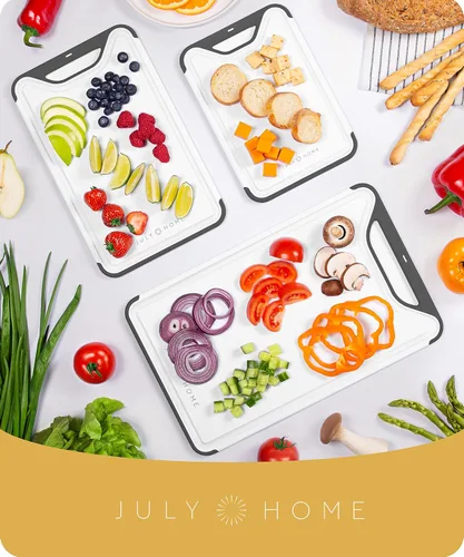Vista 5 de Serveware Accessories Tablas de cortar para cocina, tabla de cortar de plástico, tabla de cortar apta para lavavajillas con ranuras para jugos