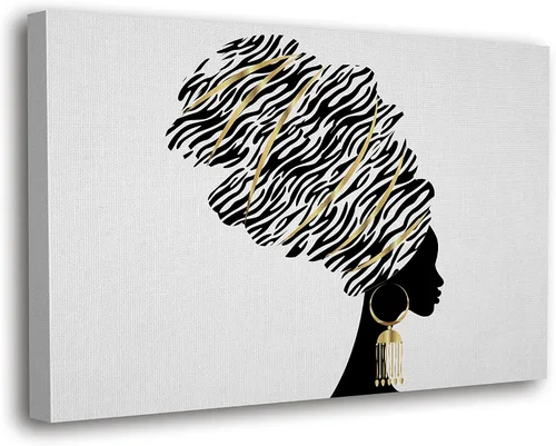 Vista 14 de SpiritualHands Máscaras africanas - Lienzo decorativo para pared, lienzo de dama africana, vibrante arte de pared africano hecho a mano
