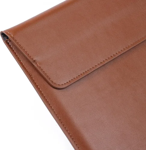 Vista 6 de 13-13.6" Brown Leather Laptop Sleeve with Stand Function for Commute