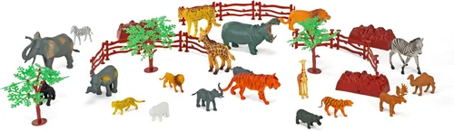 Vista 6 de Wild Republic Animal Toys - Cubo grande, elefante, tigre, oso polar, jirafa, cebra, alce, guepardo, gorila y más, juego de 36 piezas de figuras