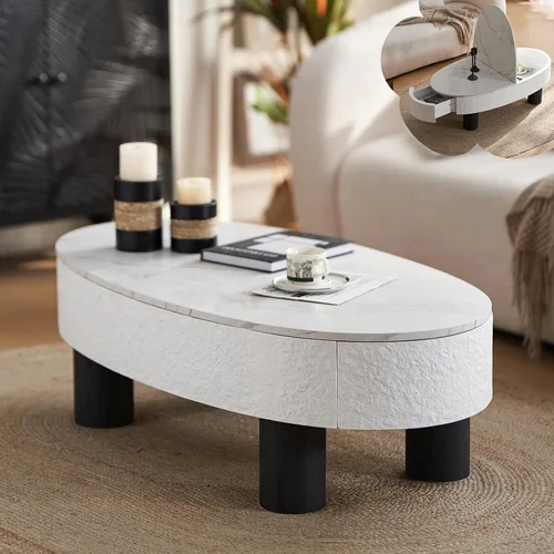 Vista 45 de Mesa auxiliar de madera, 39.37 pulgadas, cuadrada de mediados de siglo, mesa central de madera moderna de madera de fibropanel de densidad media