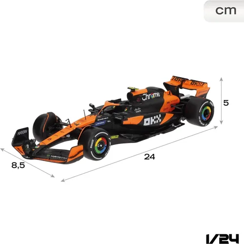 Vista 3 de Bburago 1:24 2024 Carrera McLaren MCL38 con figura, Norris #4