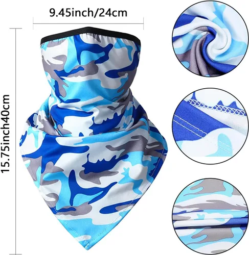 Vista 2 de 8 unidades de bandana para la cara con bucles para las orejas, polaina para el cuello, máscara de protección solar al aire libre para hombres