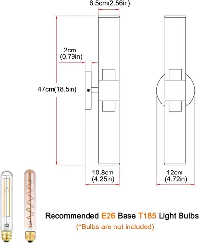Vista 7 de Juego de 2 apliques de pared de níquel cepillado (solo cableado), lámparas de tocador de baño, modernas luces de pared cilíndricas de vidrio