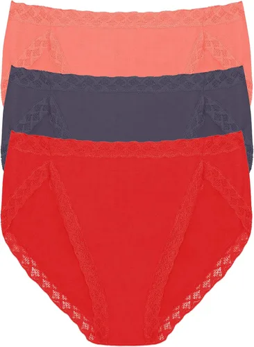 Vista 11 de Natori Paquete de 3 calzoncillos de corte francés Pima Bliss para mujer Negro/Café/Blanco