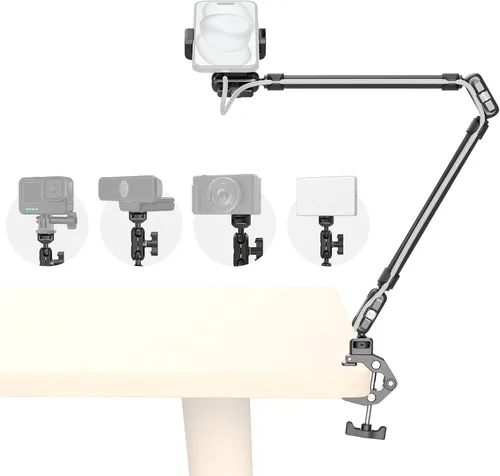 Vista 10 de SMALLRIG 22" Magic Arm Clamp, Overhead Phone Mount Holder Stand, Camera Arm Soporte flexible para cámara de escritorio, brazo articulado