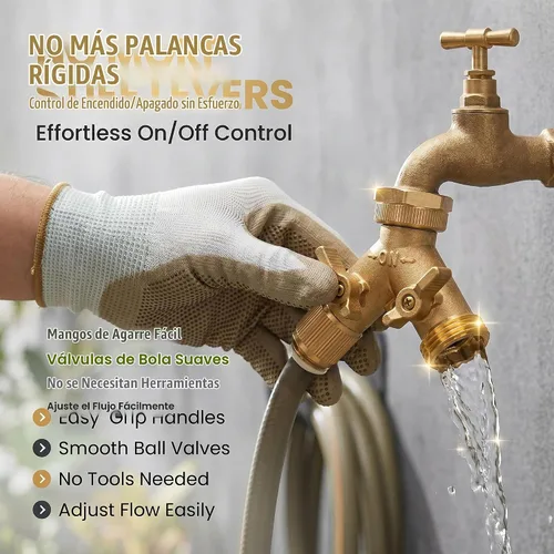 Vista 6 de Morvat - Conector de latón para manguera de jardín (2 vías)