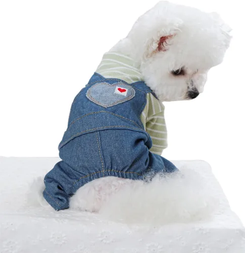 Vista 8 de Ropa de verano para cachorros, camisa para perros pequeños, overol para perros pequeños, ropa de verano para mascotas, overol con peto, pantalones