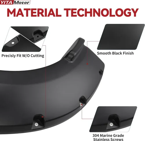 Vista 2 de YITAMOTOR Guardabarros de repuesto para Ford F-150 F150 2009-2014, juego de guardabarros delantero y trasero, acabado negro liso estilo remache