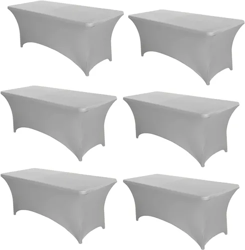Vista 32 de PTC21B - Juego de 6 manteles elásticos de 6 pies, color negro, rectangular, ajustable, lavable, de elastano, para fiestas, bodas, cócteles