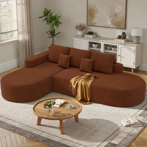 Vista 9 de Sofá modular curvado de 112 pulgadas, sofás de gran tamaño para sala de estar, moderno sofá modular sin hueso con asiento profundo, sofá de espuma