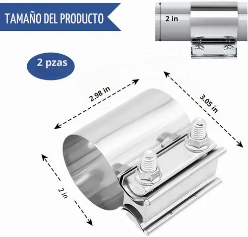 Vista 2 de 2 unidades de abrazadera de banda de unión abatible de acero inoxidable, abrazadera universal de reparación de tubería para sujetar la mayoría