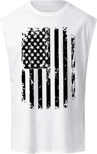 Vista 2 de Camiseta sin mangas para hombre, camiseta sin mangas con la bandera estadounidense, camiseta sin mangas para el 4 de julio, camiseta patriótica