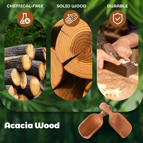 Vista 10 de Paquete de 6 cucharas de café de madera para botes, madera de acacia de 4