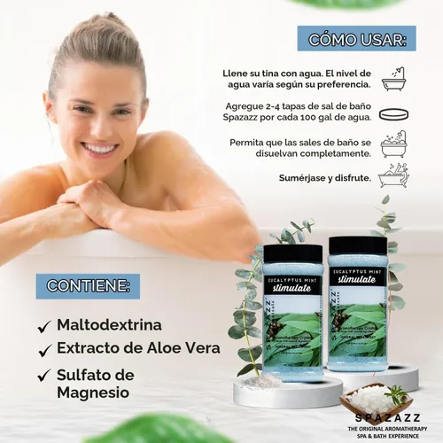 Vista 7 de Spazazz Cristales de eucalipto y menta para spa y baño