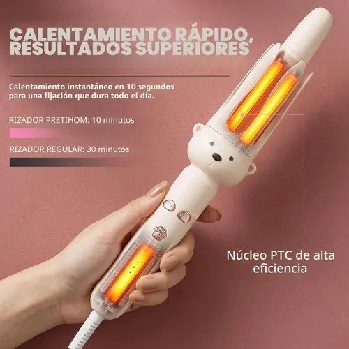 Vista 3 de Barra de rizado perezoso completamente automática PretiHom, rizador giratorio eléctrico, rizado grande sin dañar el cabello Rizador de pelo cómodo