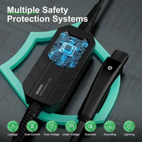 Vista 3 de MEGEAR Cargador Tesla de nivel 1 de 16 amperios, enchufe NEMA 5-15, cargador eléctrico portátil para automóvil con un cable de 23 pies, compatible