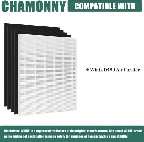 Vista 2 de Filtro de repuesto D480 True HEPA D4, compatible con purificador de aire Winix D480, comparado con el filtro Winix D4, número de artículo