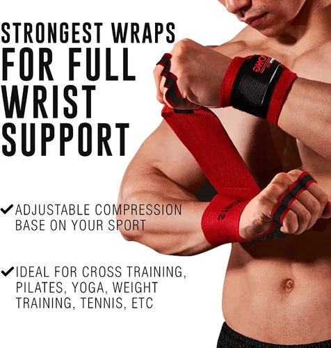 Vista 2 de Guantes de muñeca resistentes para hombre, ideales para entrenamientos, gimnasio, peso muerto y crossfit con protección para la palma de la muñeca