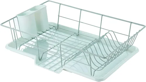 Vista 11 de Sweet Home Collection - Juego de escurridor de platos de 3 piezas que ahorra espacio: Organizador de cocina eficiente para secado rápido y Beige