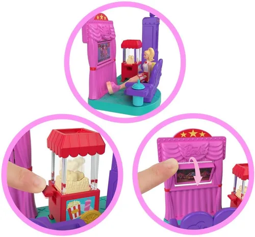 Vista 2 de Barbie Juego de mini casa de muñecas: Barbie Land con muñeca de 1.5 pulgadas, muebles y accesorios