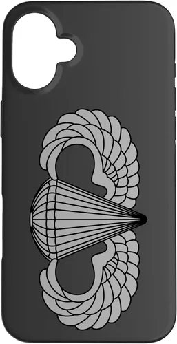 Vista 22 de Insignia básica de paracaidista para iPhone 14, alas de salto aerotransportadas, funda gris
