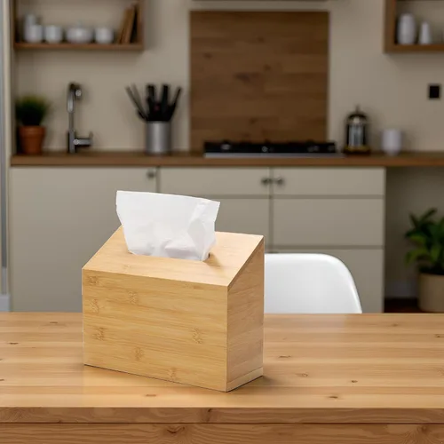 Vista 7 de Funda de toalla de mano compatible con toallas de mano desechables Kleenex, soporte de toalla de mano de madera de bambú para baño, cocina, sala