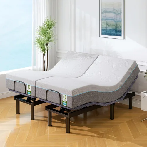 Vista 16 de Vipbear Base de cama ajustable individual XL, marco de cama de masaje doble cabezal y reposapiés, cama eléctrica con control remoto inalámbrico