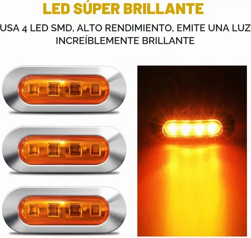 Vista 2 de ALFU 40 PCS Luces LED Ámbar DC 12-24V para Remolque, Luces Marcadoras Laterales Delanteras Traseras de Posición con Bisel Cromado para Remolque