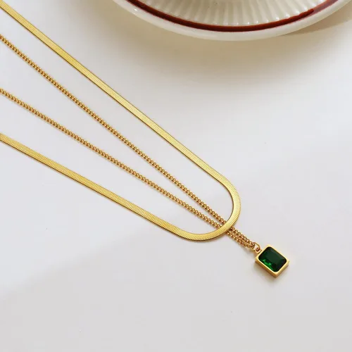 Vista 6 de Tasiso 14K Gold Filled Herringbone Choker Necklace Set Double Layer Snake Chain Herringbone Chain Necklace Layering Necklace Set Cuban Chain