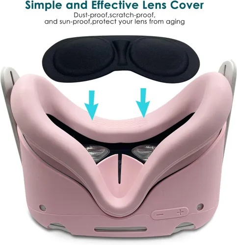 Vista 4 de JYMEGOVR for Oculus Quest 2 Controller Silicone Cover Protective Case Set Accessories for Meta VR Multi Colors Soft Shell Skin Pink