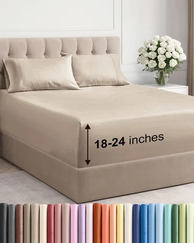 Vista 12 de Sábanas individuales de bolsillo extra profundo, sábanas transpirables y refrescantes de 3 piezas, juego de sábanas de lujo para hotel, suaves, sin