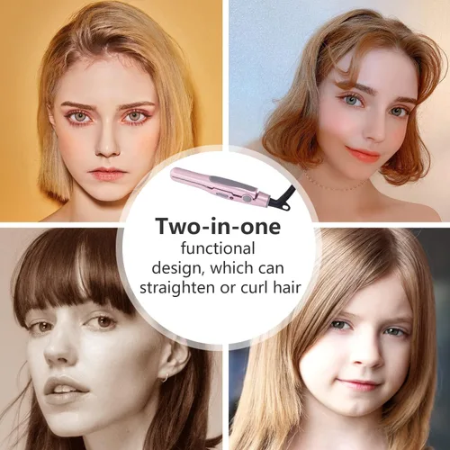 Vista 5 de DAN Technology, Plancha de pelo pequeña para cabello corto, mini plancha de pelo de 1/2 pulgada, plancha plana de viaje de doble voltaje, placas