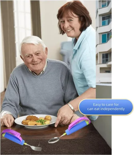 Vista 3 de Juego de Cucharas y Tenedores de Utensilios Adaptativos Flexibles, para Zurdos y Diestros, para Temblores de Manos y Debilidad Muscular, Artritis
