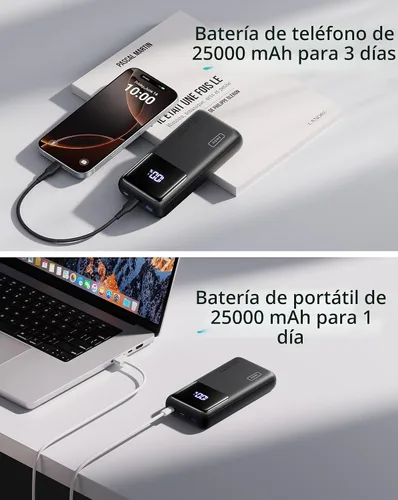 Vista 2 de INIU Power Bank, 25000mAh 100W USB C Cargador portátil para laptop, paquete de batería de 3 salidas con carga rápida PD QC, cargador de viaje