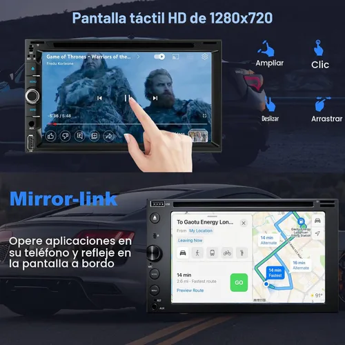 Vista 3 de Estéreo de coche de doble DIN con reproductor de CD/DVD - CarPlay y Android Auto, audio para coche con Bluetooth, pantalla táctil HD de 7 pulgadas