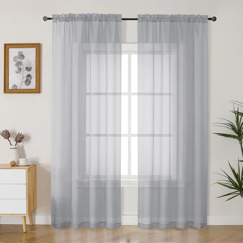 Vista 169 de Gwine Cortinas transparentes negras de 108 pulgadas de largo Negro