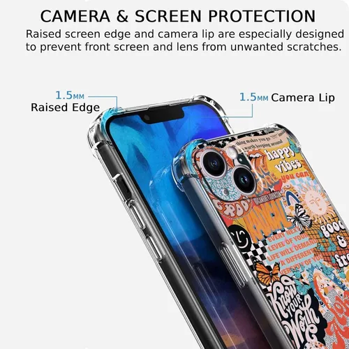 Vista 3 de Funda de collage estético para iPhone 15, patrón de citas positivas, bonita funda de TPU suave compatible con iPhone 15