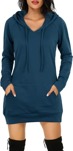 Vista 2 de BEPEI Sudadera de manga larga con capucha para mujer, con bolsillos