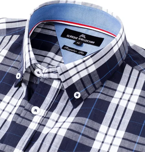 Vista 2 de Alimens & Gentle - Camisas a cuadros con botones para hombre, camisas de vestir de manga larga, de algodón, corte estándar