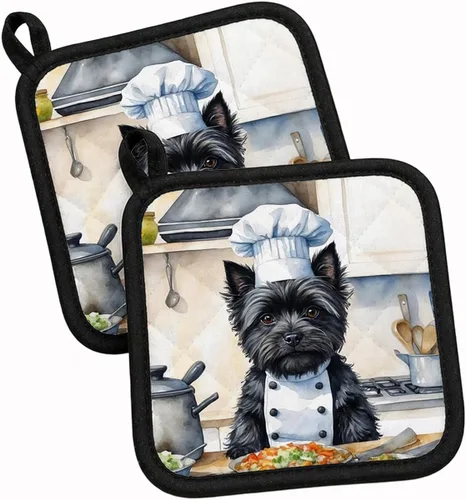 Vista 53 de Caroline's Treasures Coton de Tulear El Chef Par de Agarraderas de Ollas de Cocina Resistentes al Calor Juegos de Agarraderas de Ollas Almohadillas