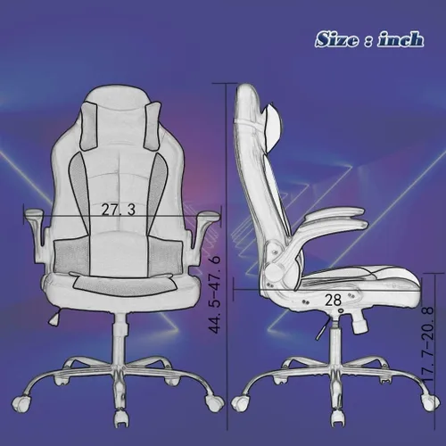 Vista 3 de Meet perfect Silla ergonómica para juegos con soporte lumbar, color azul