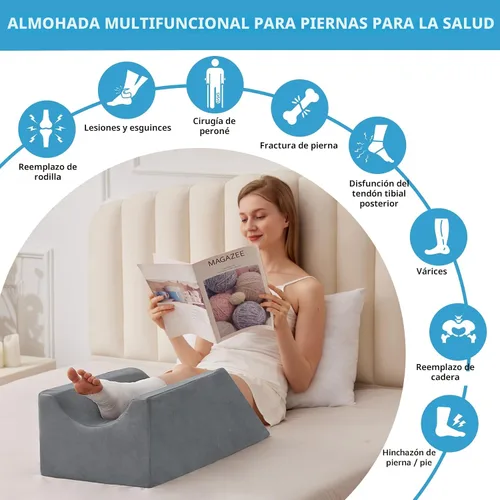 Vista 4 de MEGCXIT Almohada de Elevación para Piernas Circulación Sanguínea, Almohada de Cuña para Hinchazón de Piernas, Almohada de Cuña para Rodilla Post