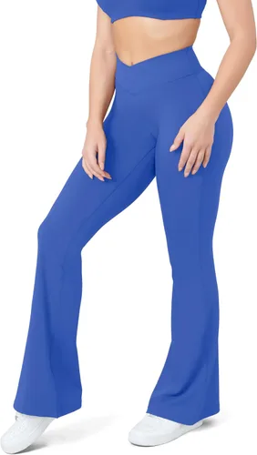 Vista 63 de HEGALY Pantalones de yoga acampanados para mujer, leggings cruzados, suaves, de cintura alta, pantalones casuales de entrenamiento con corte de bota