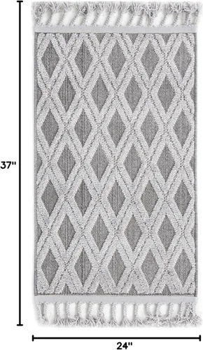 Vista 2 de Unique Loom Arlo Collection - Alfombra Derek (rectangular, 2 pies 0 pulgadas x 3 pies 0 pulgadas, carbón/marfil)