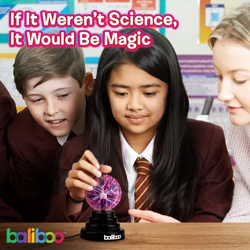 Vista 4 de BALIBOO Lámpara de bola de plasma mini de 7,6 cm – Globo de rayos activado por toque – Lámpara de globo de plasma USB y a pilas – Bola