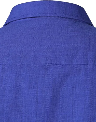 Vista 6 de ZEROYAA Camisas de lino y algodón ajustadas para hombre, de manga corta, con botones, ligeras, para la playa, con bolsillo